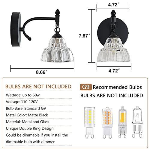 Image of Modern Bathroom Vanity Lights - Matte Black Wall Sconces with Over-Mirror Light Fixture for Bathroom, Powder Room