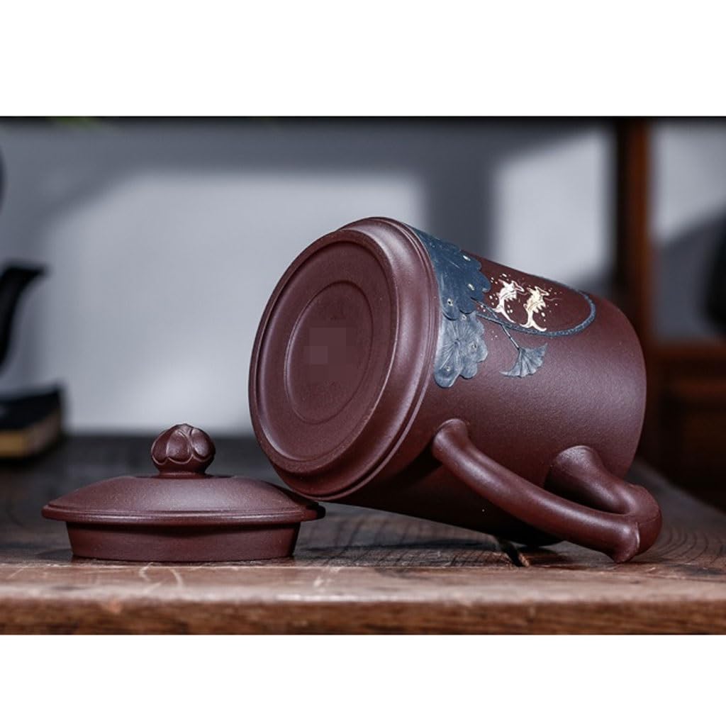 Tasse à thé Doublure filtrante Faite à la Main avec Couvercle Tasse en Argile à Boire Tasse de Sable Violet Tasse d'infusion de thé 450ML Tasses à thé réutilisables