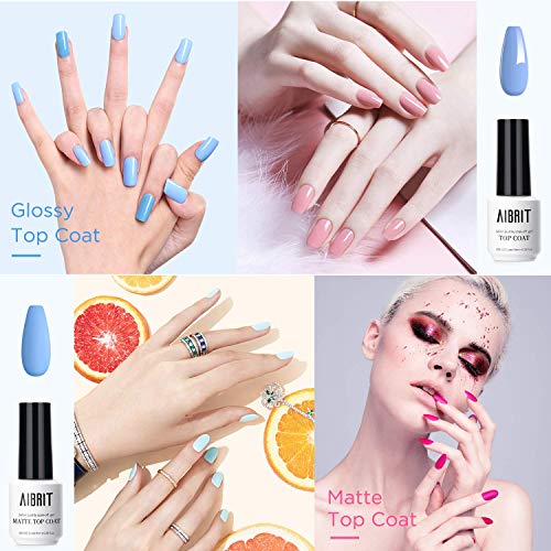 Aibrit 23 Pcs Gel Nail Polish Kit, Soak Off Nail Gel Polish Pastel Nail Polish Neon Gel Polish Starter Kit with Glossy & Matte Top Coat and Base Coat