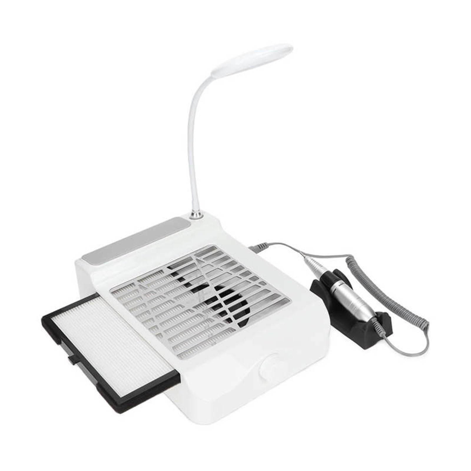 Aspirador Uñas, Colector de polvo de uñas 4 en 1 de 80W, pulidor de l UV, taladros de uñas, lámpara de iluminación, almohadilla de mano, aspiradora, dispositivo de salón de uñas, para colector de pol