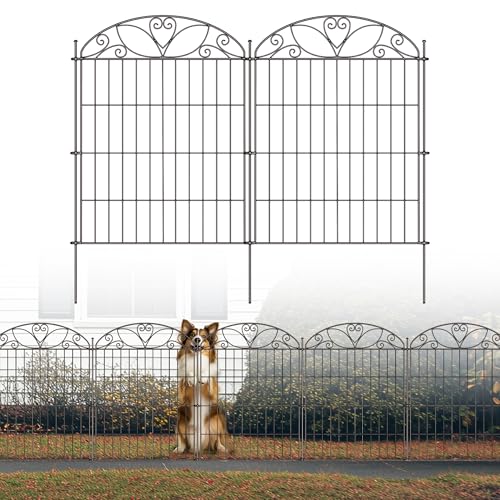 Decorative Garden Metal Fence 10 Pack with Gate, 40 in (H) x 23.6 ft (L) No Dig Dog Animal Barrier for Yard, Animal Ground Stakes Fencing for Garden, Patio, Flower Bed -  Mars Explo, ME1621711BK