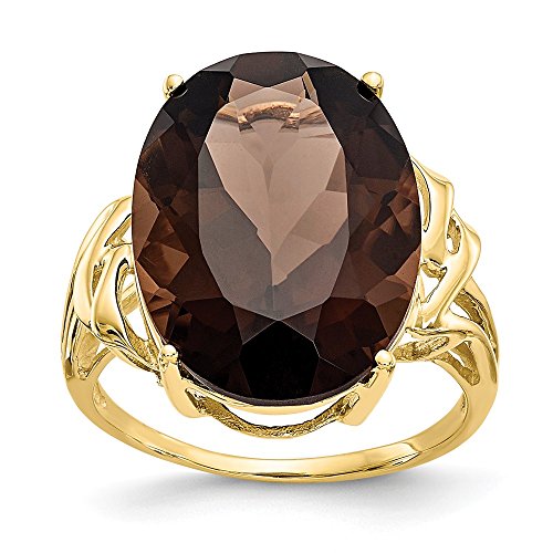 Solid 10k Yellow Gold Brown Smoky Quartz Engagement Ring