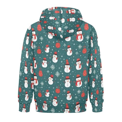 Kids Hoodies Sweaters Christmas Xmas Snowman Hooded Sweatshirts with Big Pockets for Boys Girls B04003422