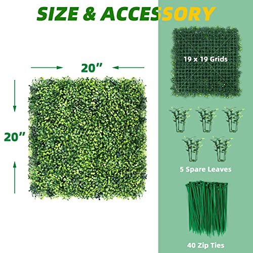 TOPNEW 12PCS Artificial Boxwood Topiary Hedge Plant UV Protection Indoor Outdoor Privacy Fence Home Decor Backyard Garden Decoration Greenery Walls 20" X 20" - Image 5