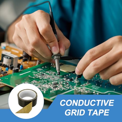 Image of PATIKIL Antistatic Tape, 2.36 Mil Thick, 1-3 /4 Inch x 39 Yards Conductive Adhesive Grid ESD Tape for Circuit Board Laptop Mobile Phone Communication Electronics Parts, Black /Yellow
