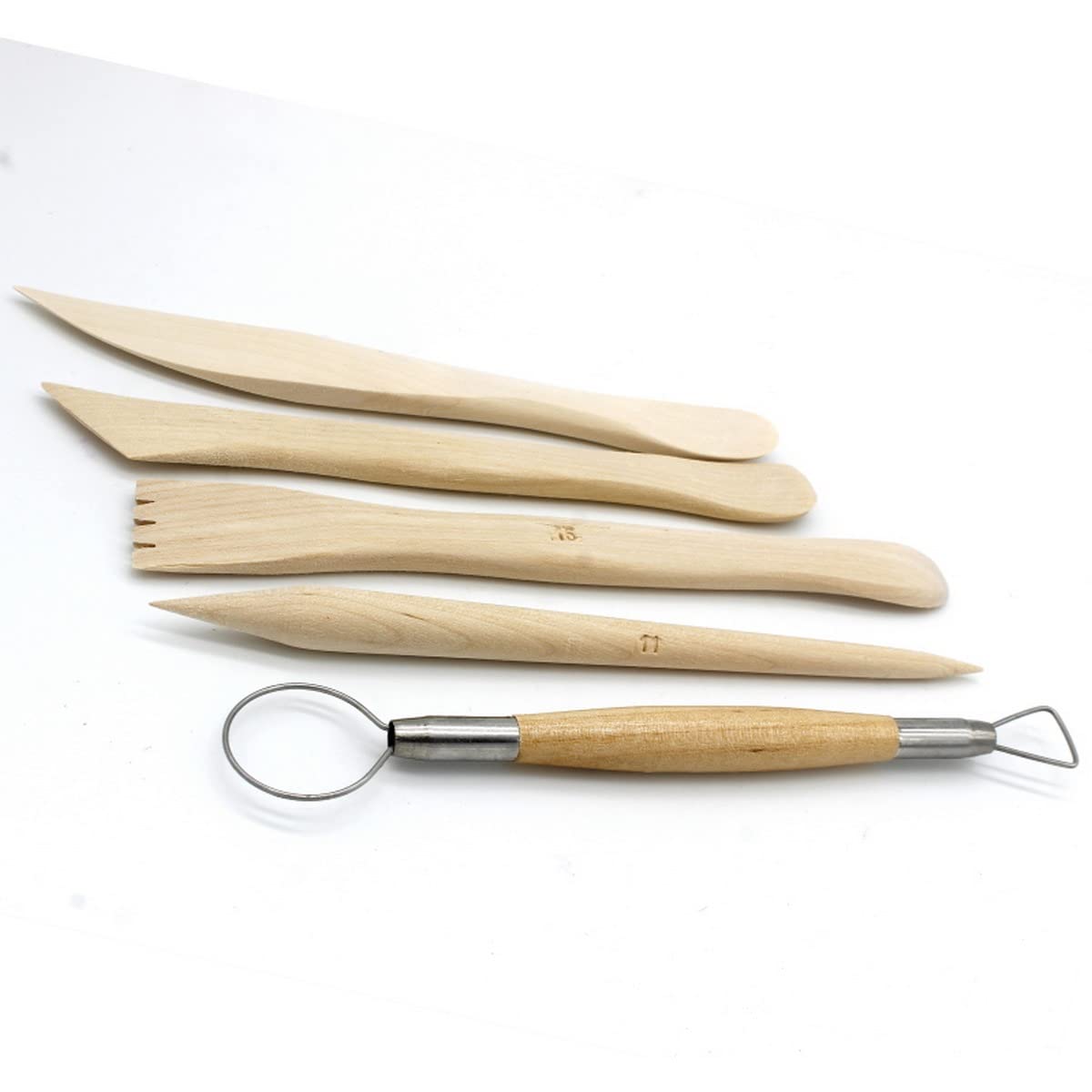 Aadya Crafts Wooden Clay Sculpting Tools Set, Wood and Metal, 5 Pcs, for Modelling, Cutting, Scraping and Smoothing, T-1022 1