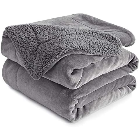 Anjee Sherpa Fleece Throw Blanket, Double-Sided Super Soft Reversible Bed and Couch Blanket, Warm and Lightweight Home Decoration Blanket, Grey for Twin/Double Size 150 x 200cm Cover