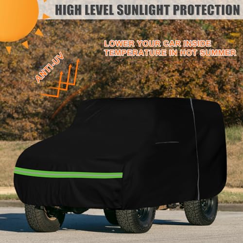 Waterproof Car Cover Compatible with 1954-1983 Jeep CJ 5 2-Door SUV, 300D All Weather Car Covers with Inner Cotton Liner and Zipper Door for Dust Snow Rain Hail Protection