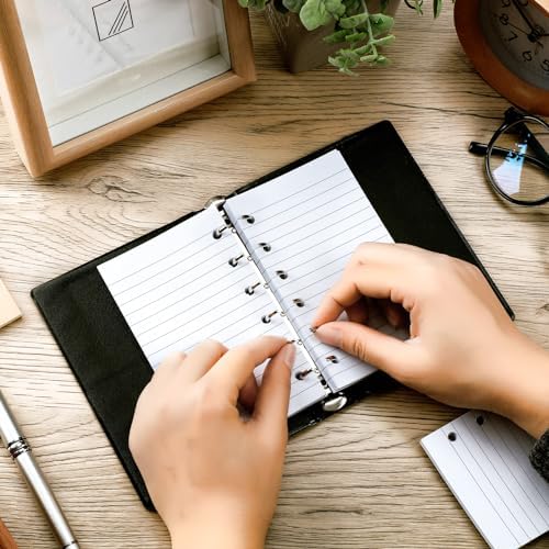200 Sheets Blank Lined Paper Refill for 3 x 5 Binders 6-Ring Memo Refill Paper Mini Ruled White Filler Paper Books Planner Inserts Blank Lined Paper for Binder (Lined)