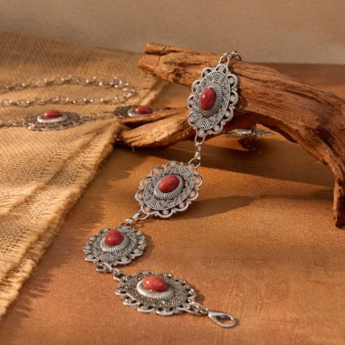 XZQTIVE Women Boho Chain Belts For Dresses Jeans Western Cowgirl Waist Links Belt Adjustable Metal Concho Belt