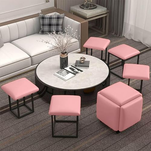 Pouf gigogne en cuir d'exception, tabouret de canapé mobile luxe - 3
