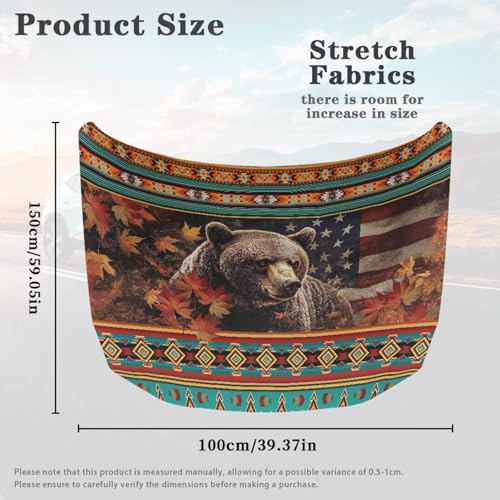 Image of American Flag Aztec Bear Car Hood Cover Protector Stretchable Car Hood Wrap Blankets Waterproof Sun Proof Easy Installation for Most Sedans SUV Trucks Pickup Van