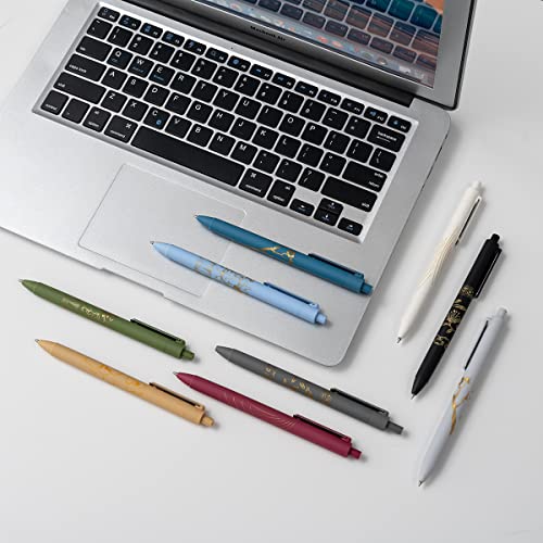 Misibao 0.7Mm Black Ink Gel Pen Refillable & Retractable Gel Ink Rolling Ball Pens Gilding Process Pattern Gel Pen (9-Pack) #TOP2