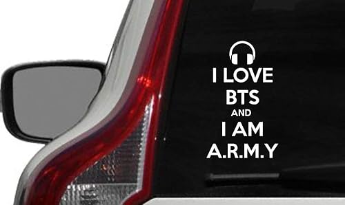 BTS - Calcomanía de vinilo para auriculares con texto en inglés "I am Army para autos, camiones, parabrisas, paredes personalizadas, ventanas, iPad,