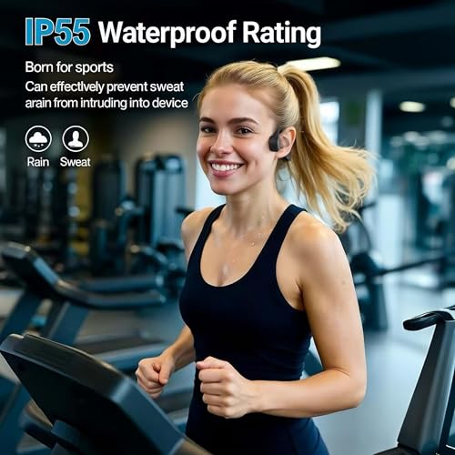 Image of Bone Conduction Headphones - Bluetooth 5.4 Wireless Open-Ear Headphones with Microphone, IPX5 Sweatproof Running Headset, 12Hrs Battery Life for Cycling, Hiking, Workout & Sports (Black)