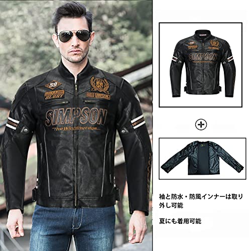 QIYUAN バイクジャケット ライダース L ゴールド