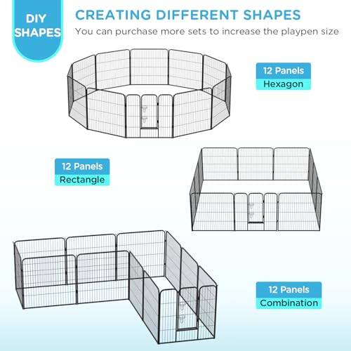 Image of BestPet | Dog Playpen | 32 Inch, 12 Panels | Heavy Duty Metal Pet Exercise Pen | Indoor Outdoor Fence Panels | Rust-Resistant, Removable, Tool-Free Setup | Anti-Skid, Expandable Design