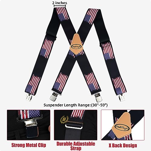 Image of MELOTOUGH Men's Suspenders w /Clip Heavy Duty suspenders for men Big and Tall Work suspenders for Jeans