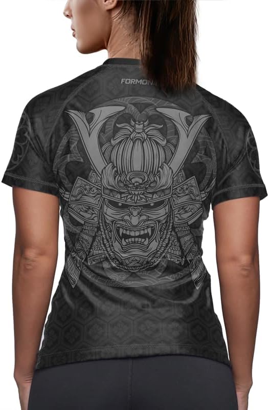 FORMONIES Samurai Women’s Rash Guard Short Sleeve – BJJ MMA Base Layer Compression Shirt for Grappling & No-Gi