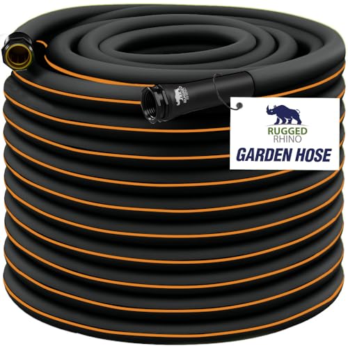 RUGGED RHINO Heavy Duty Garden Hose 50ft x 5/8in, Anti-Kink and Leakproof, Durable 4-Layer...