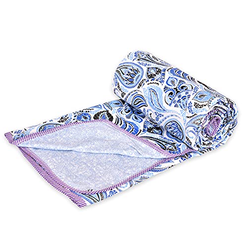 Image of Appy Nature Dohar Cotton, AC Dohar Double Bed, Blanket for Summer Cotton 84 inchx 96 inch Indigo Blue Leafy, Pack of 1