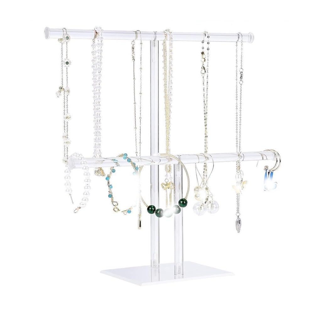 FAJNUZI2024 Jewellery Display Stand Acrylic Jewelry Rack 2 - Tier Transparent for Necklaces Bracelets Earrings Organizer