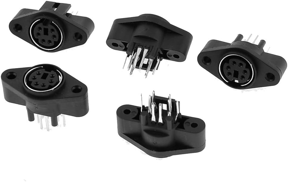uxcell 5 Pcs Mini DIN 6 Pin Female S-Video Connector Adapter Sockets