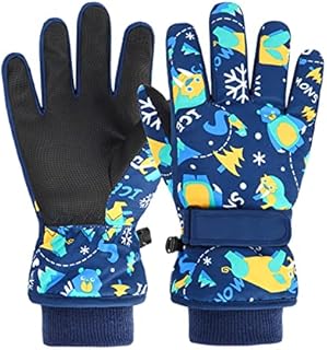 Cartoon Print Winter Ski Gloves Thermal Cycling Gloves Windproof Children's Gloves Black Halloween Dress