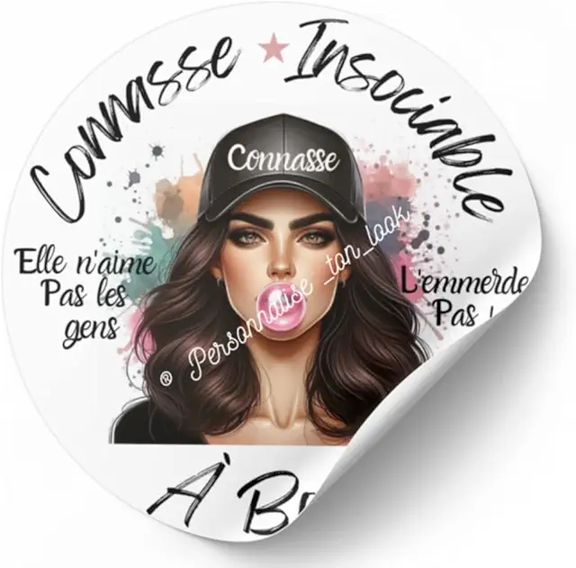 Sticker Voiture Humoristique 'Connass* Insociable à Bord' - Autocollant Drôle pour Véhicule