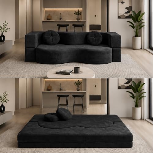 Sofá cama 2 plazas pequeño verde de 150cm con diseño moderno y apertura click-clack 4