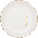 COLLECTIVE HOME COLLECTIVE HOME - Ceramic Jewelry Tray, Decorative Trinket Dish for Rings Earrings Necklaces Bracelet Watch Keys, Birthday Mother's Day Christmas Gift for Women, 4.75", White Surface (J)