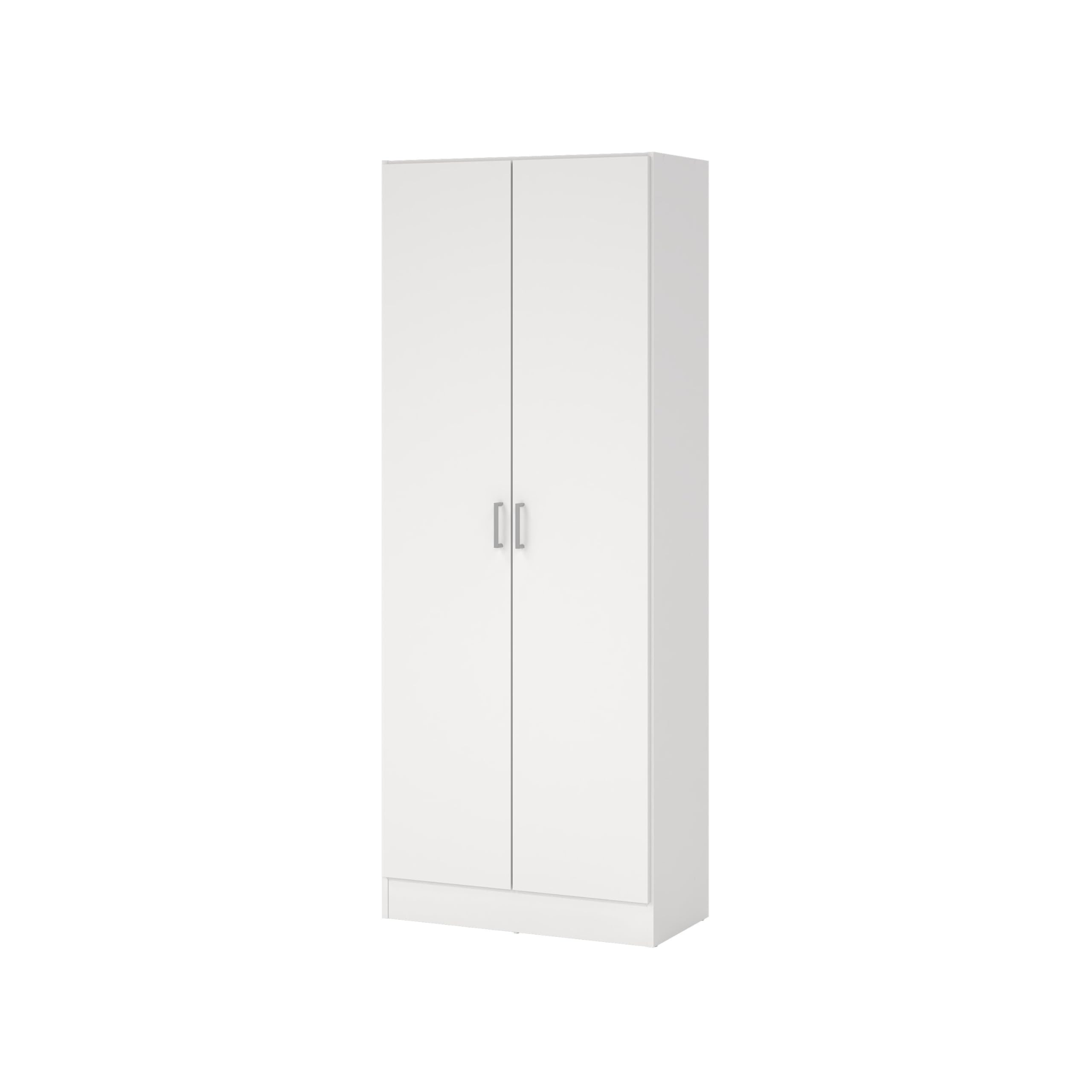 Dmora - Armadio multiuso 2 ante Charleston, Mobile porta scope, Scarpiera con ripiani, Guardaroba porta scarpe, cm73x37h180 cm, Bianco