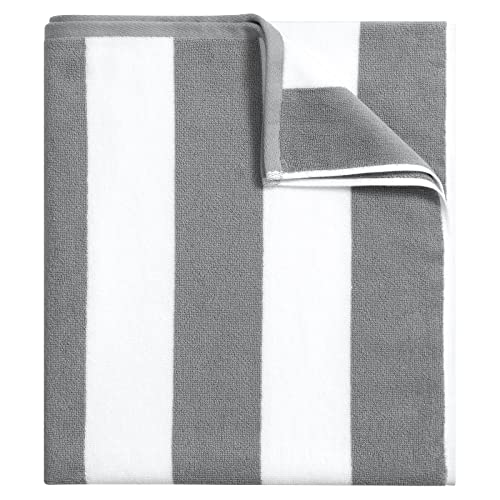 Bornbay Large Beach Towel Oversized - 40"X70" Big Mens Beach Towel, Extra Large Thick Gray Beach Towels, Xl Wide Fluffy Beach Towel Oversize, Giant Stripe Cotton Pool Towel For Adults #TOP9