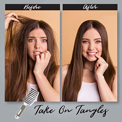 Miniatura 4 de Cepillo de cerdas de nailon desenredante Cepillo de pelo para mujer, cepillo de masaje de cuero cabelludo para mujeres