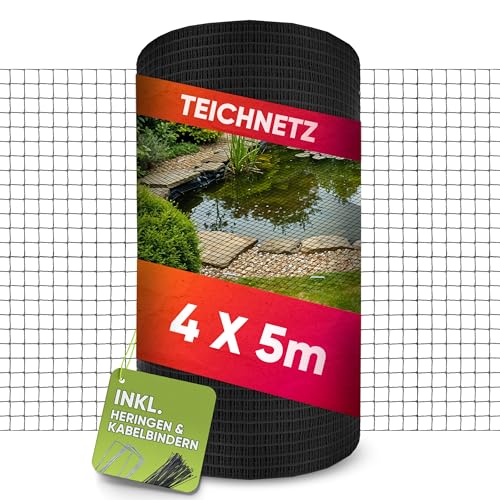 LAINFELD Teichnetz feinmaschig | 4 x 5 Meter | Witterungs- & UV-beständig | feinmaschig Vogelnetz Hühnernetz Balkonnetz gegen Tauben und Reiher