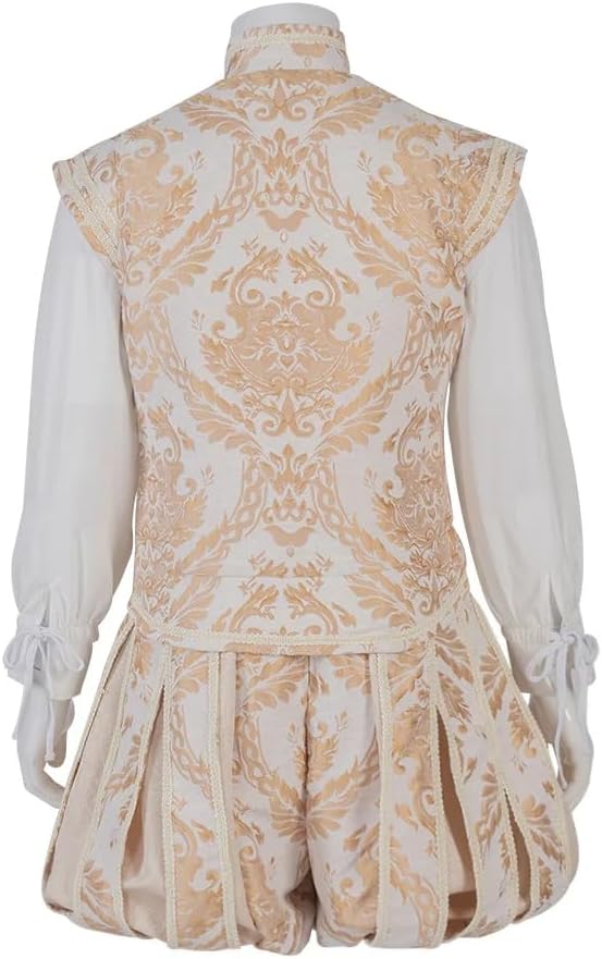 Willyacos Renaissance Tudor Costume - Men's Elizabethan Era Prince Tudor King Doublet & Vest with Pumpkin Pants - Image 3