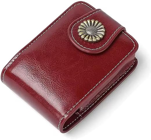 Portable Vintage Cosmetic Case with Mirror | Mini Lip Gloss Case or Lipstick Holder and Organizer | Soft Faux Leather | Tr...