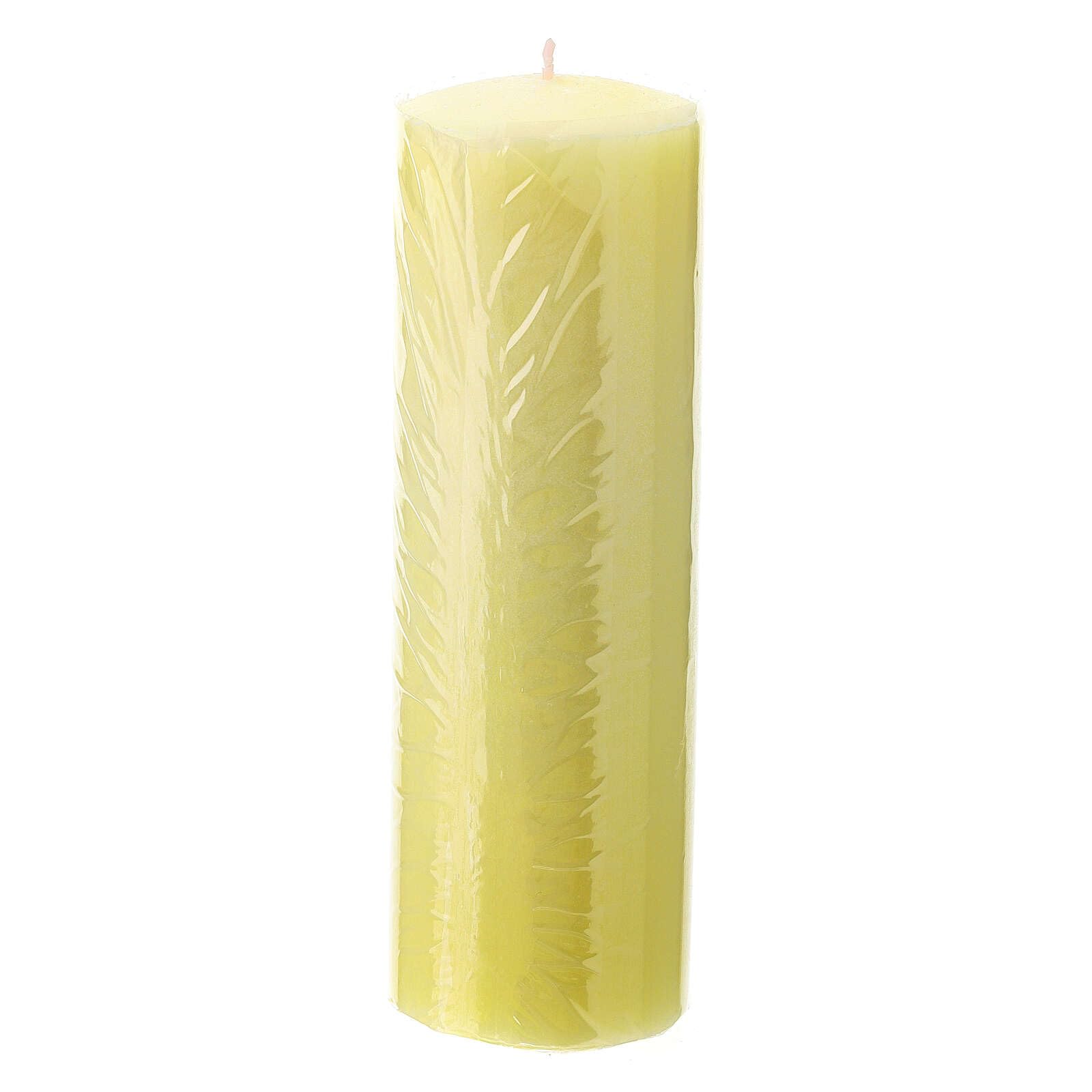 Blessed Sacrament Candle, Yellow Wax, JHS, 7 cm of Diameter