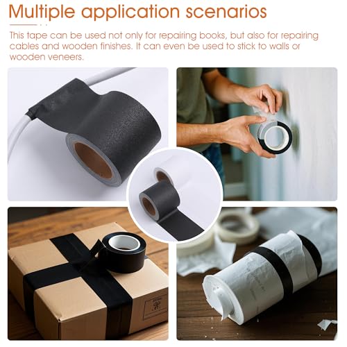 Image of 2Inch Wide Self-Adhesive Matte Book Binding Tape, 33 FT Black and White Cloth Tape for Repairing, Reinforcing, and Protecting Old & Antique Books (Black and White)
