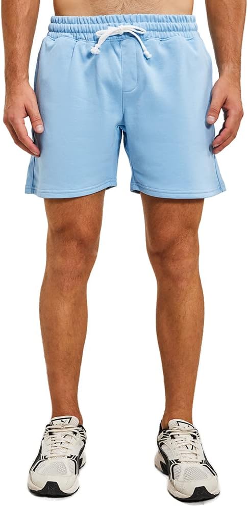 NIMENJOJA Mens 5.5" Athletic Gym Shorts Cotton Jogger Workout Lounge Jersey Zipper Pocket Sweat Shorts - Image 2