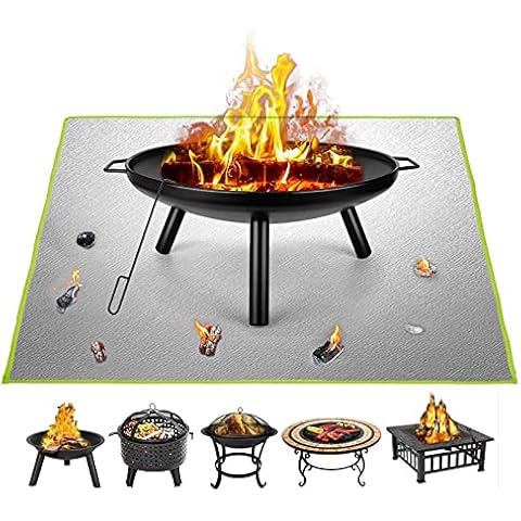 Fire Pit Mat ZITFRI 100x100cm Square Fireproof Mat Grill Mat, 2 Layer Fire Resistant Mat for Decking, Grass, BBQ, Firepad, Camping, Patio Shield, Wooden Floor, Deck Defender Cover