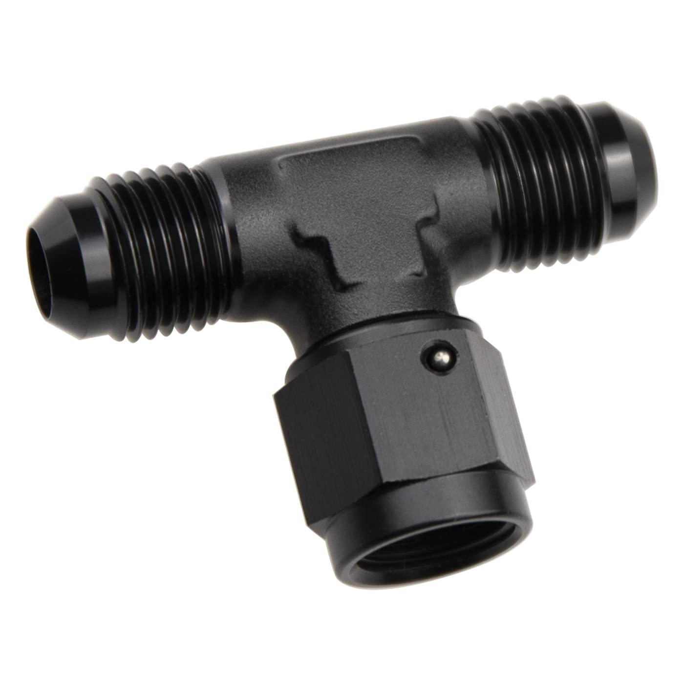 KRD PERFORMANCE Aluminum 6AN -6 AN Male Flare Tee T-Piece Fitting With AN6 Female Swivel On Side Adapter Black