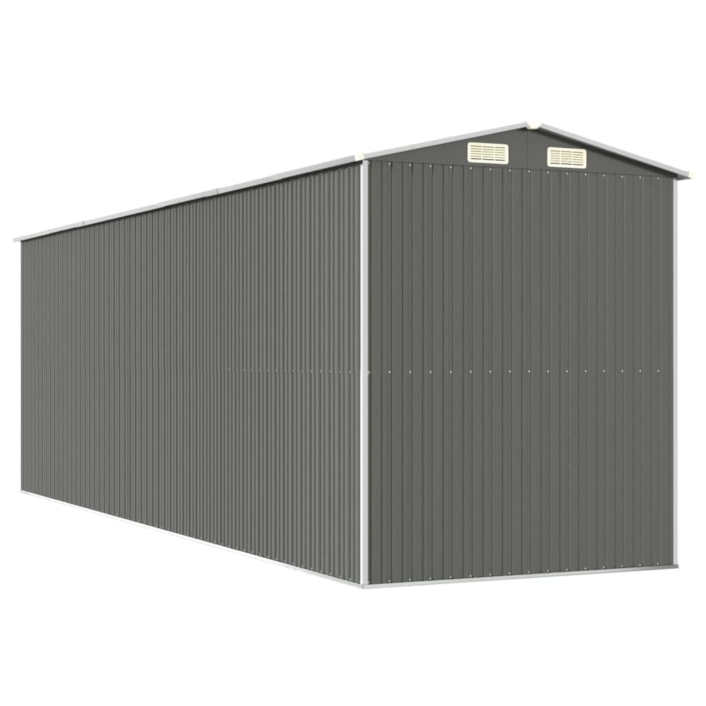 Gris clair 192 x 606 x 223 cm Abri à outils en acier galvanisé, grand rangement de jardin d'extérieur pour outils, accessoires de piscine, outils de jardin, auvent pour l'extérieur