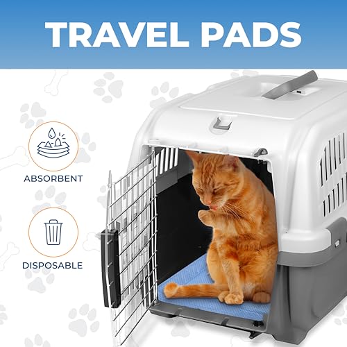 Image of Skywin Pet Carrier Pads, 2 Pack Cat Carrier Pad Insert 19.5 inch x 12.5 inch, Disposable Small Cat Carrier Liner Pad, Puppy Training Pads(Blue)