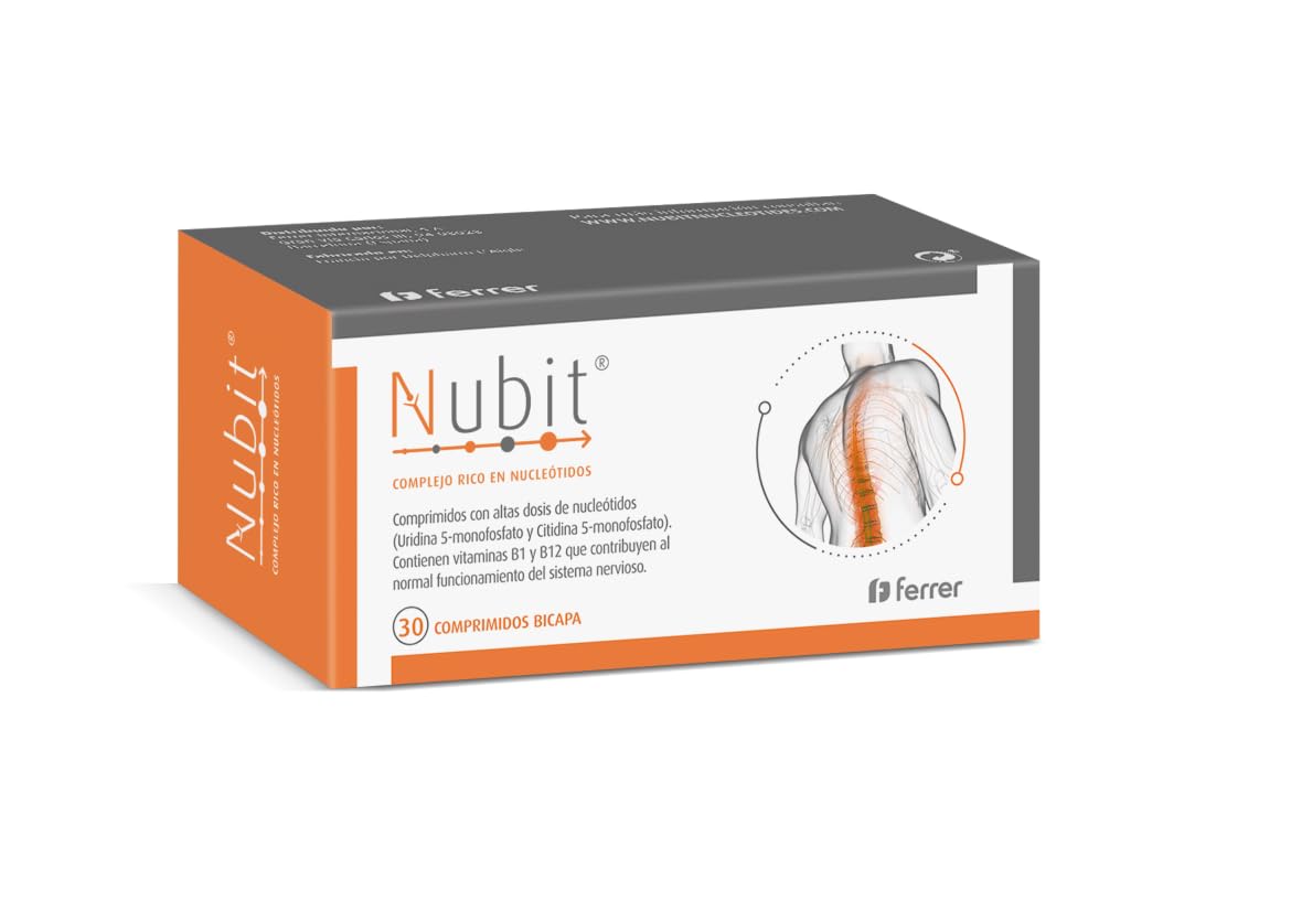 NUBIT Vitaminas B1, B12 y Nucleótidos. Complejo Vitamínico Rico en nucleótidos que ayuda al normal funcionamiento de tu sistema nervioso en situaciones con mayores exigencias. 30 comprimidos (1 mes)