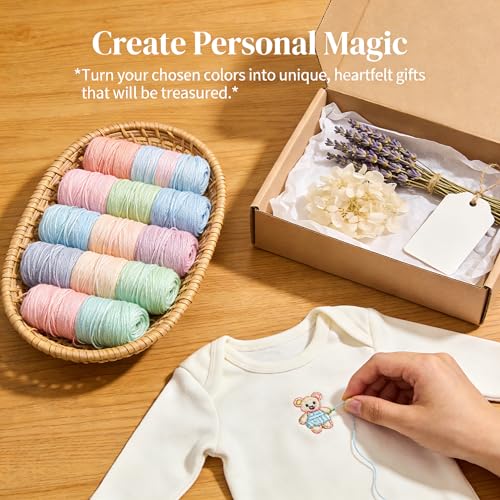 Image of Embroidery Thread, 20-Color Macaron Series Floss, 8 Meters /Skein, for DIY Crafts, Cross Stitch, Friendship Bracelets & Garment Accessories