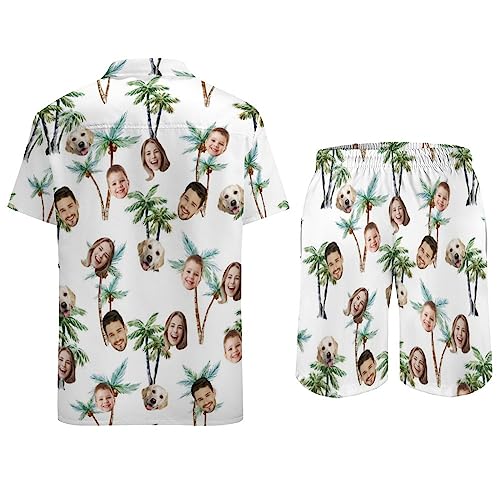 Personalized Photo Face Hawaiian Matching Set,Custom Men's 2 Piece Outfits Short Sleeve Shirt and Shorts Suits4