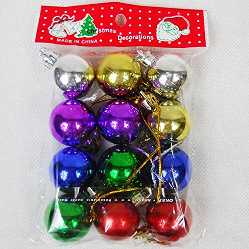 Image of 24 Pink Christmas X-Mass Tree Decoration Balls Hangings Ornaments Christmas Hanging Tree Balls Bauble Decoration for Home Party (24 Pcs Multi Colour Balls)