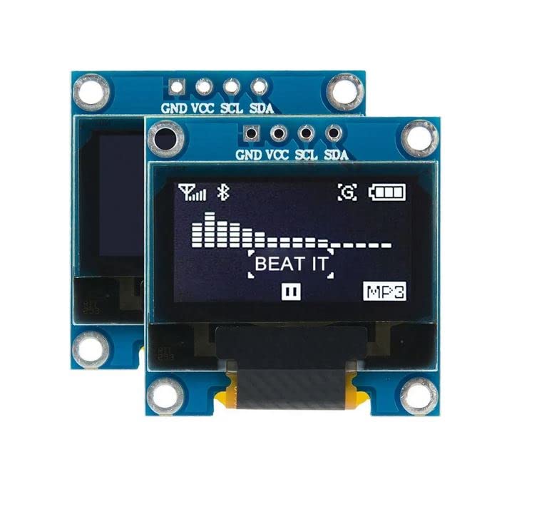 Maison Up | 0.96" I2C/IIC 4-Pin OLED Display Module - White Pixel Color, 128x64 Dot Matrix, Microcontroller Compatible (White_Pixels)