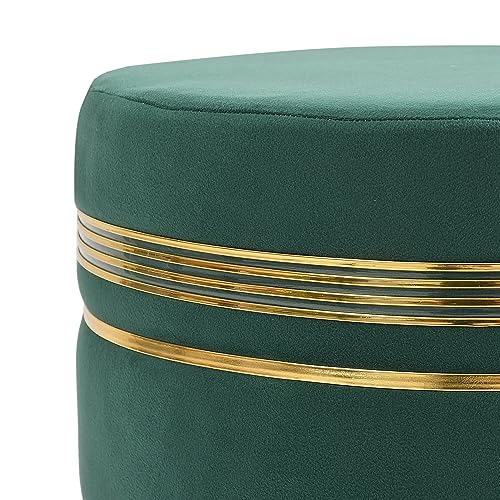 Image of NACIA Velvet Ottoman Pouffes Stool for Living Room Wooden Sitting Furniture Footrest Footstool for Foot Rest Upholstered Foam Cushioned Puffy for Home Decor, Dressing Table Stool (17 inch Height, Green)